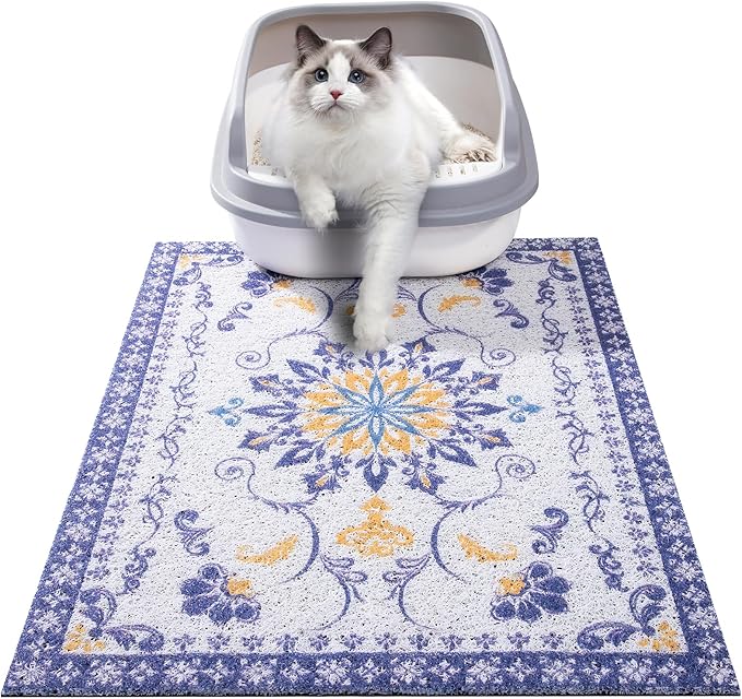 Cat Litter Mat, 28x20 in Litters Box Mat Waterproof Non-Slip Easy to Clean Washable Trapping Mat for Kitty