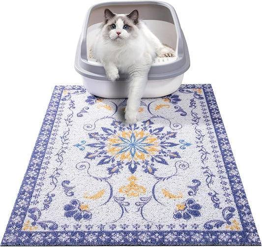 Cat Litter Mat, 28x20 in Litters Box Mat Waterproof Non-Slip Easy to Clean Washable Trapping Mat for Kitty