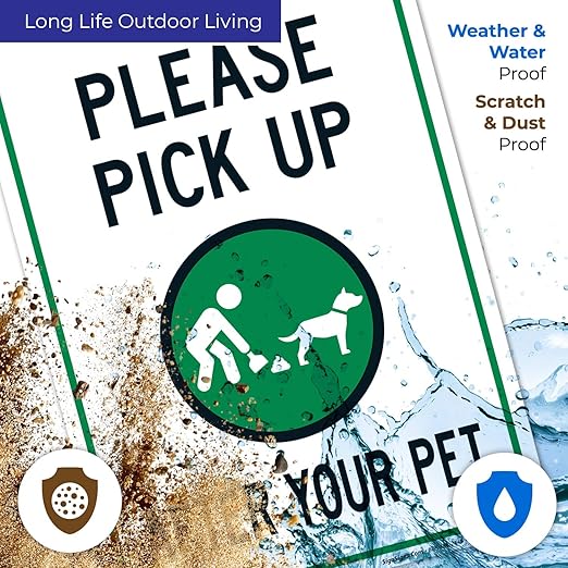 Clean Up After Your Dog Sign, Please Pick Up After Your Pet Sign, 10x7 Inches, Rust Free .040 Aluminum, Fade Resistant, Made in USA
