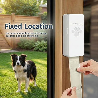 Dog Poop Bag Dispenser Wall Mount with Magnetic Lid, Quick Pull & Easy Access, White Dog Poop Bag Holder for Outdoor Yard, Includes 4 Rolls (60 Bags)