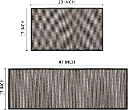 Artoid Mode Washable Non-Skid Kitchen Rugs and Mats Set of 2, Rubber Backing Home Decor Kitchen Mats for Floor Front of Sink Black - 17x29 and 17x47 Inch