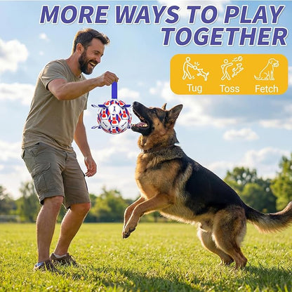 Interactive Dog Ball Toys, 2026 Dog Soccer Ball with Thicken Straps for Small Medium Breeds Tug of War, Small Herding Balls with Pump for Puppy Dogs Outdoor Play Training (Blue, 6 Inch)
