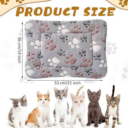 Tuanse 4 Pack Ultra Soft Dog Cat Bed Mat Small Animal Guinea Pig Bed with Cute Print Reversible Fleece Dog Crate Kennel Pad Cozy Washable Thickened Hamster Pet Beds Mat(21 x14 Inches,Light Gray)