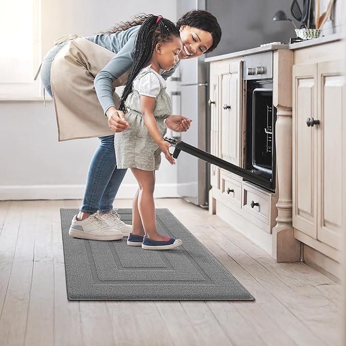 GRANNY SAYS Kitchen Mats for Floor, 32 x 20, Kitchen Rugs Non Slip Washable, Thick Floor mats for Kitchen, Laundry, Kitchen Carpet Non Skid, Grey