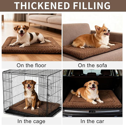 Dog Bed Mat,Reversible & Ultra Soft Kennel Pad-Machine Washable Pet Bed for Dogs & Cats-All-Weather Crate Liner for Crates,Carriers & Travel (Dark Brown, 30" L x 20" W x 1.5" Th)