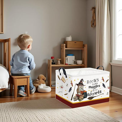 Rectangular Baby Kids Storage Basket Boys for Home Kitchen Girls Cute Toy Storage Bin Organizer Shelf Book Room Decor(Magic)