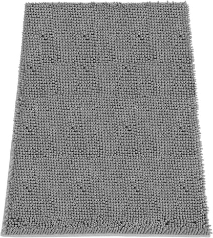 Absorbent Dog Door Mat for Muddy Paws, 48" x 30" Chenille Indoor Mats for Entryway, Trap Dirt Front Door Mat Indoor Entrance Washable Non Slip Soft Light Grey