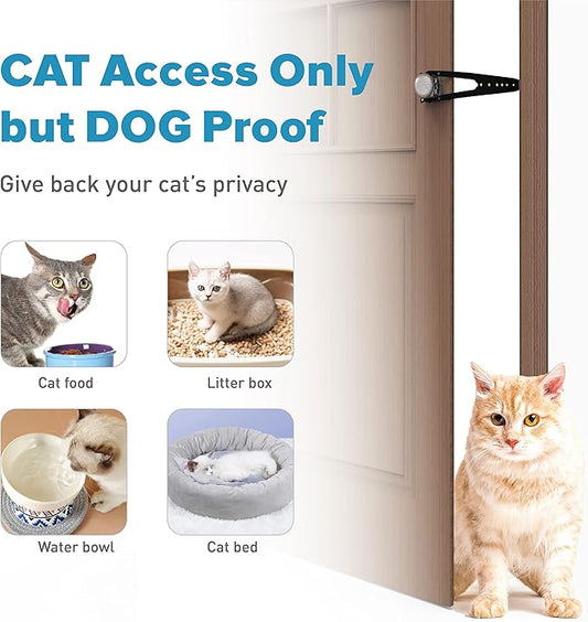 Neobay Cat Door Latch with Stabilizer, 7 Sizes Adjustable Cat Door Holder Latch to Keep Dog Out of Litter Box, No-Drill Economical Alternative of Pet Gates and Interior Pet Door, Black, 4 Packs