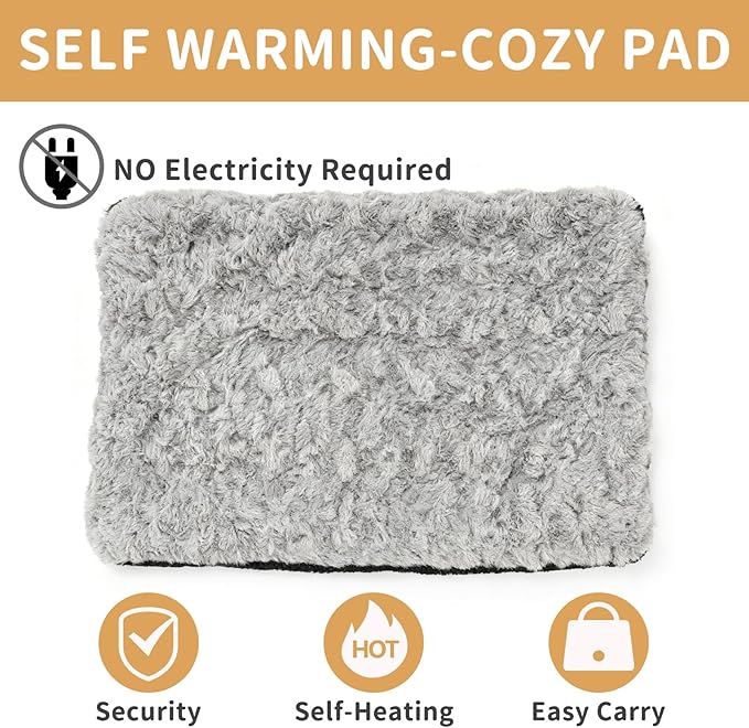 NAMOTEK Self-Warming Cat Bed Indoor/Outdoor Super Soft Self Heating Pet Mat Washable Thermal Pad for Cat & Dog 29x19.6 inch