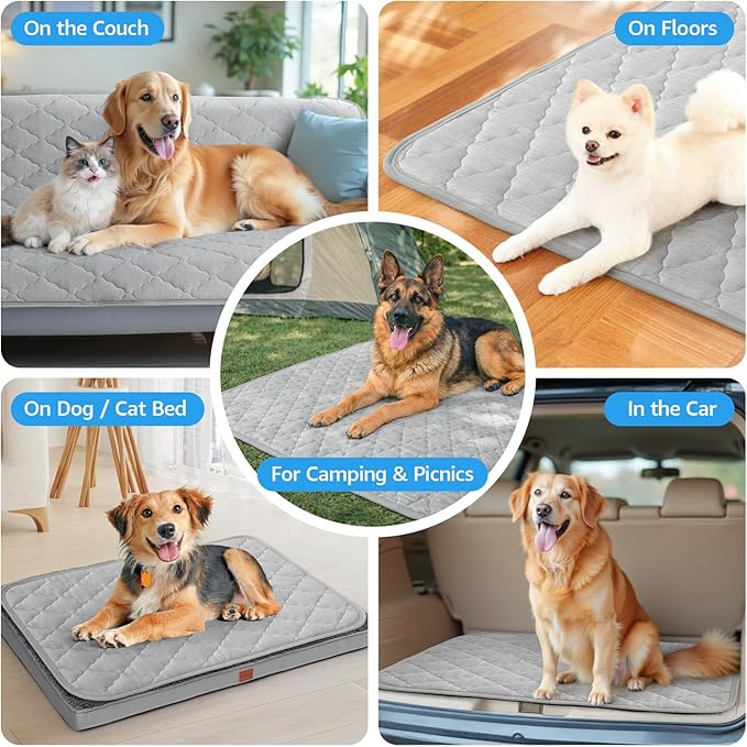 LOOBANI Dog Cooling Mat for Large Dogs - Dog Cooling Pad Durable, Cool Blanket Machine Washable, Large Pet Cool Mat for Outdoor, Indoor (Grey, 36"x56")