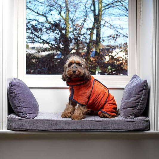Lucky Pooch® Dog Robe - Luxurious Dog Bathrobe - Ultra Absorbent Dries Your Dogs in Minutes! Double-Layer, Super Soft Towel and Bath Robe All in One (XXS, Amber)