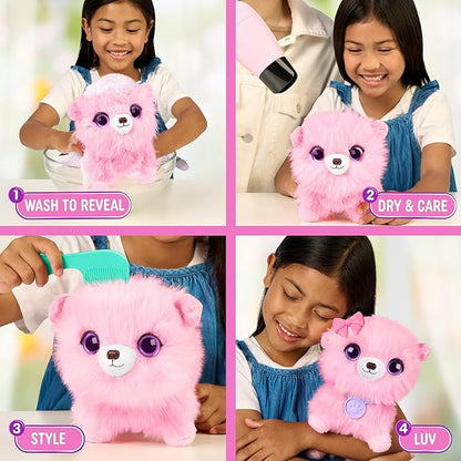 SCRUFFALUVS Pink Surprise Pet, Mystery Plush Toys, Stuffed Animals, Wash to Reveal 1 of 3 Rescue Surprise Toy Pets: Puppy, Bunny, or Kitty - Includes 8.7" Deluxe Carrier - Styles May Vary