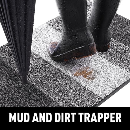 Smiry Dog Door Mat for Muddy Paws, Absorbs Moisture and Dirt, Low-Profile Entryway Mat with Non-Slip Backing, Entry Indoor Outdoor Doormat for Inside Floor (47x24 Inches, Grey, Striped)