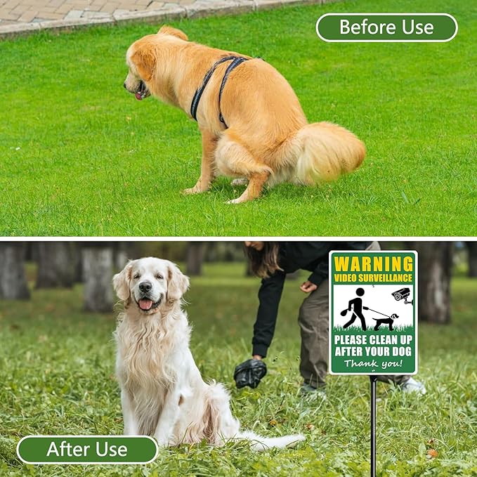 14 X 10 Inches Please Clean Up After Your Dog Metal Sign with 36 inch Heavy Duty Aluminum Stake, No Dog Poop Signs, Pick Up After Your Dog Sign, Pick Up After Your Dog Sign for Yard Lawn