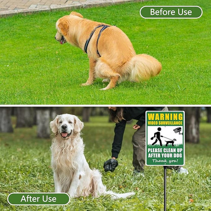 14 X 10 Inches Please Clean Up After Your Dog Metal Sign with 36 inch Heavy Duty Aluminum Stake, No Dog Poop Signs, Pick Up After Your Dog Sign, Pick Up After Your Dog Sign for Yard Lawn