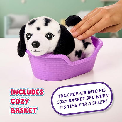 Little Live Pets My Really Real Puppy Mini Pepper The Dalmatian, Interactive Plush Toy with Basket, 20+ Sounds and Reactions, Puppy Toys for Kids