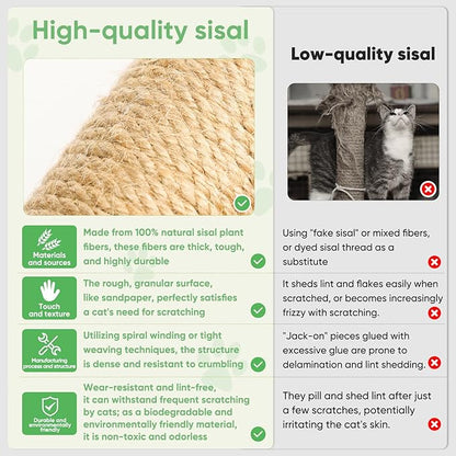 XiaZ Cat Scratching Post 34'' Tall, HeavyDuty and Thicker Cat Tower Scratcher with 2 Interactive Toy Balls, Premium Natural Sisal & Plush Fabric for Small, Medium Large Cats (Beige, 4.5in)