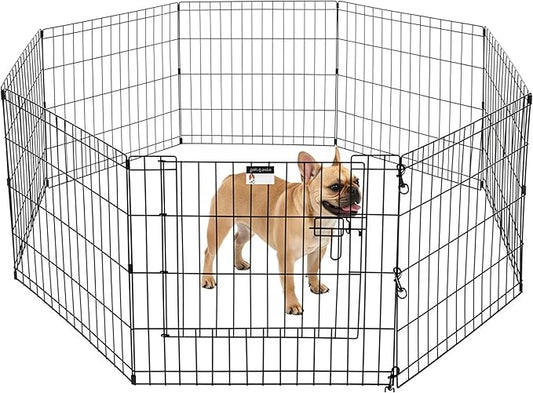 Puppy Playpen - Foldable Metal Exercise Enclosure with Eight 24-Inch Panels - Indoor/Outdoor Fence for Dogs, Cats, or Small Animals by PETMAKER
