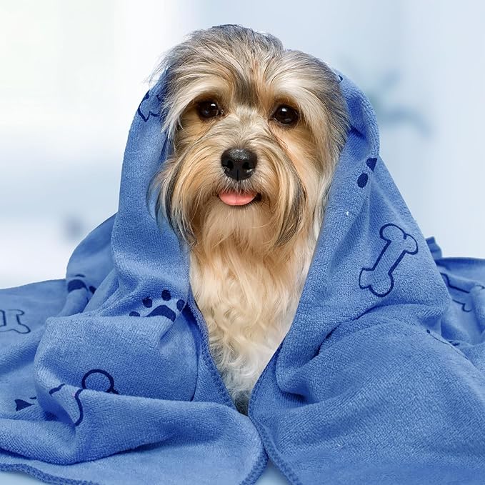 Dog Towels for Drying Dogs Bulk 20 x 40 Inch Quick Drying Pet Bath Towels Colorful Pet Grooming Towel Absorbent Microfiber Towel for Small Medium Large Dog Puppy Cat (Blue, 30)