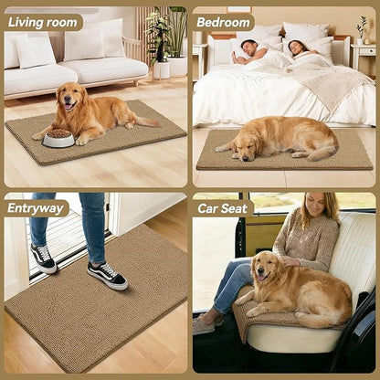 Bcoimo Super Absorbent Dog Door Mat, 48"*30" Anti Slip Mat for Muddy Paws, Pet Rugs for Dirty Paws Washable That Absorbs Moisture and Dirt, for Dog Cage and Pet Resting Carpet