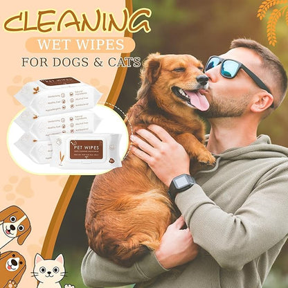 Treela 10 Packs of 800 Dog Wipes Pet Wipes Cat Grooming Supplies for Paws, Butt, Ear, Skin, Eye, Body Bath Cleaning Stain Odor Remover, Home or Travel Use (Wheat)