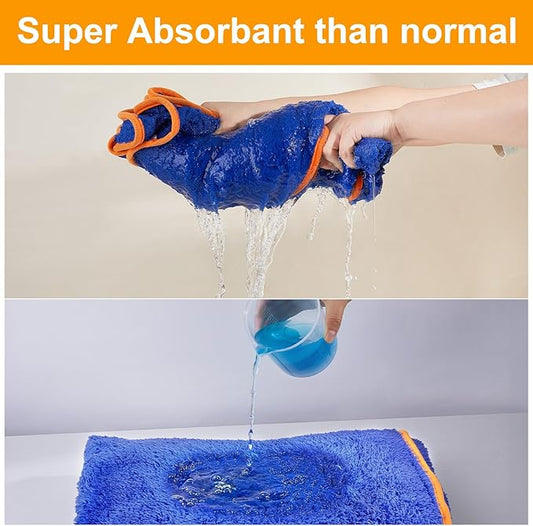 Bienbee Dog Bathrobe, Quick Drying Super Absorbent Dog Robes for After Bath, Warm Keeping Dogs Towel, Dogs Bath Supplies, Dark Blue S