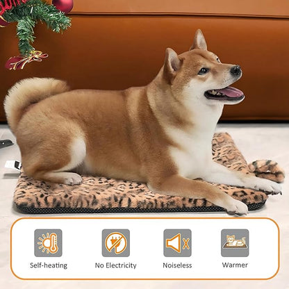 Self Warming Cat Pad for Cats and Dogs, Non Electric Thermal Pet Mat, Washable Soft Sleeping Mat with Non Slip Backing, Indoor & Sheltered Outdoor Use, 30 x 24 in, Brown/Black