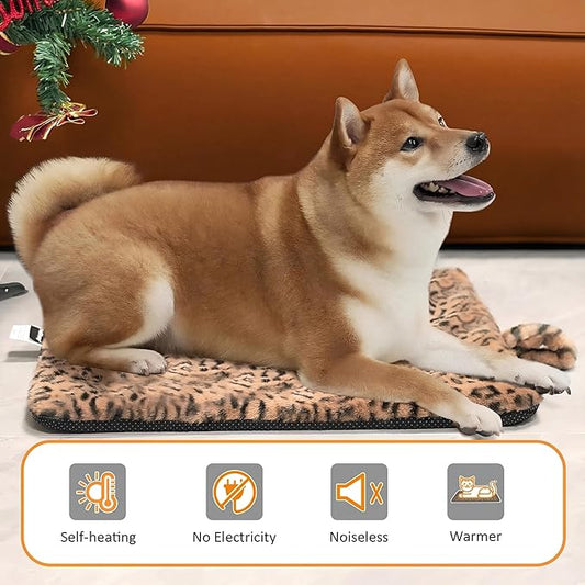 Self Warming Cat Pad for Cats and Dogs, Non Electric Thermal Pet Mat, Washable Soft Sleeping Mat with Non Slip Backing, Indoor & Sheltered Outdoor Use, 30 x 24 in, Brown/Black
