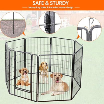ZENY Dog Playpen 40Inch 8 Panels, Heavy Duty Pet Dog Pen Indoor, Metal Dog Fence with Doors, Foldable Animal Outdoor Exercise Pen for Yard, RV, Camping