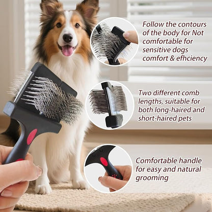 Double-Sided Slicker Brush for Dogs Flexible Soft-Tip Dog Brush Professional Pet Grooming Brush for Dogs,Poodles,Doodles,Golden,Labradoodles Remove Loose Hair/Undercoat/Tangles