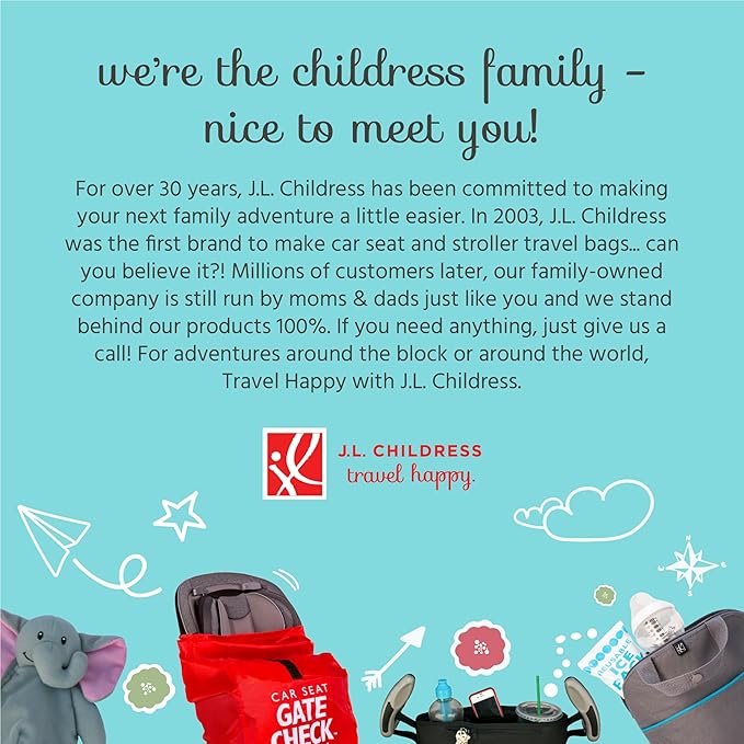 J.L. Childress Padded Infant Car Seat Bag - Travel Bag for Airplane, Fits Most Baby & Infant Car Seats, Compatible with UPPAbaby, Nuna, & Chicco, Airport Accessories, AirTag Compatible- Premier, Black