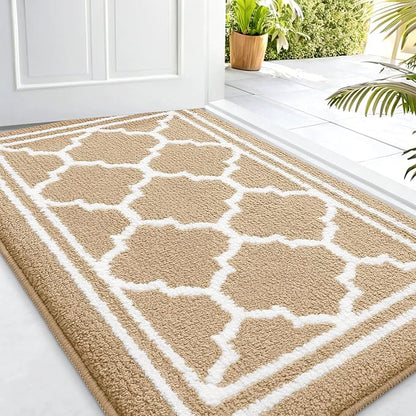 Buganda Indoor Door Mat, Dirt-Resistant and Absorbent Doormat, Anti-Slip, Low Profile Floor Mats for Inside Entryway, Front, and Back Door Entrance (32x20 Inches, Beige)