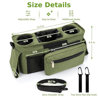 Accmor Universal Stroller Organizer with Insulated Cup Holder Detachable Phone Bag and Shoulder Strap,Stroller Bag Caddy Organizer Fits for Uppababy, Baby Jogger, Britax Strollers