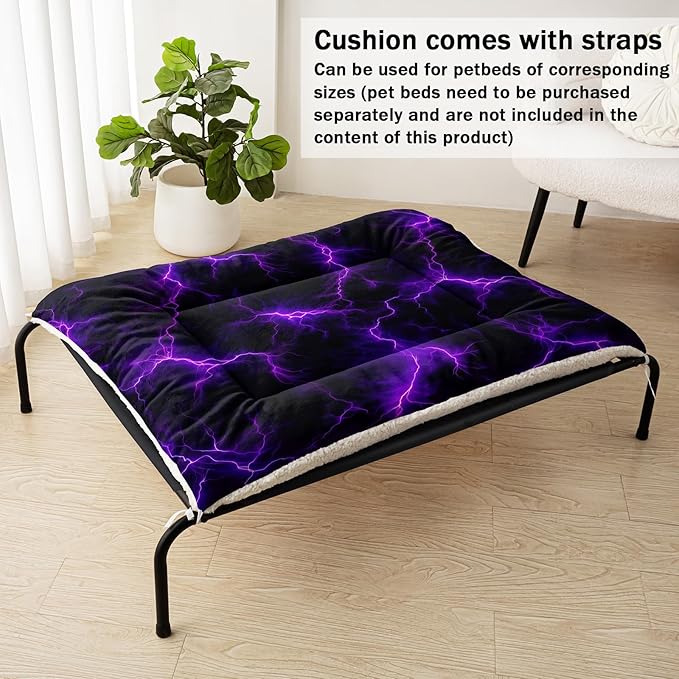 Dog Cat Bed Mat Ultra Soft Fluffy Pet Bed Washable Fashion Dog Crate Beds Comfy Comfy Pet Sleeping Pad Suitable for Pet Raised Bed(30"x26",Purple Lightning)