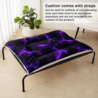 Dog Cat Bed Mat Ultra Soft Fluffy Pet Bed Washable Fashion Dog Crate Beds Comfy Comfy Pet Sleeping Pad Suitable for Pet Raised Bed(42"x32",Purple Lightning)