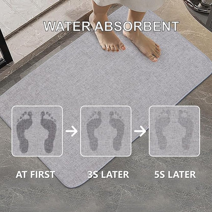 Indoor Door Mat, 1/10 in Ultra Thin Door Mat, Non-Slip Natural Rubber Backing Inside Doormat, Washable, Low-Profile Entrayway Mats, Durable Dirt Trapper for Various Entrance, 29''X17'' Grey