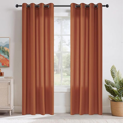 NICETOWN Burnt Orange Sheer Curtains 84 inches Long 2 Panels for Living Room, 52" Wide Grommet Window Drapes for Nursery- Home Decoration Light Filtering Elegant Window Treatment