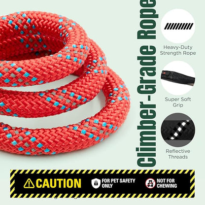 Dog Seat Belt for Car | Universal Pet Car Seatbelt with Reflective Climbing Rope, Aviation Aluminum Carabiner with 360° Swivel & Auto-Lock, Secure Safety Restraint (Canyon Red 360°)