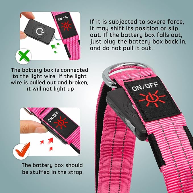 Led Dog Leash, 4 Ft Light Up Dog Leash Rechargeable Waterproof, Nylon Reflective Leashes with Padded Handle for Night Walking, Safety Glow in The Dark Dog Leash for Large Medium Small Pets