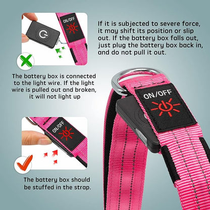 Led Dog Leash, 4 Ft Light Up Dog Leash Rechargeable Waterproof, Nylon Reflective Leashes with Padded Handle for Night Walking, Safety Glow in The Dark Dog Leash for Large Medium Small Pets