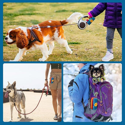 Dog Poop Bag Holder for Leash, Zippered Dog Poop Bag Dispenser Pouch with Metal Carabiner Clip, Durable Canvas Dog Walking Waste Bag Holder