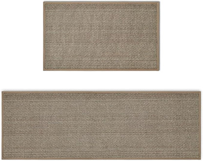 Artoid Mode Washable Non-Skid Kitchen Rugs and Mats Set of 2, Rubber Backing Kitchen Mats for Floor Front of Sink Home Decor - 17x29 and 17x47 Inch