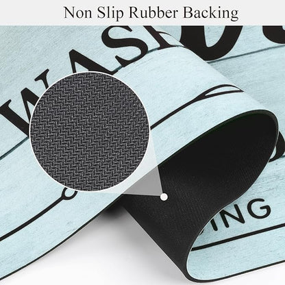 Pauwer Laundry Room Rug Runner 20"x60" Waterproof Rubber Laundry Mat Non Slip Kitchen Mats for Floor Washable Floor Mat Runner Rug for Farmhouse Mudroom Washroom Bathroom Decor