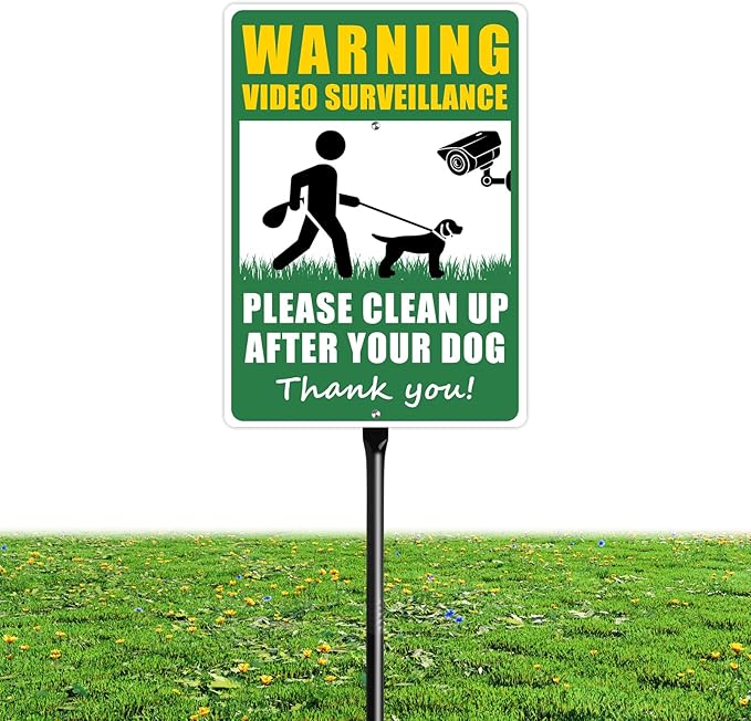 14 X 10 Inches Please Clean Up After Your Dog Metal Sign with 36 inch Heavy Duty Aluminum Stake, No Dog Poop Signs, Pick Up After Your Dog Sign, Pick Up After Your Dog Sign for Yard Lawn