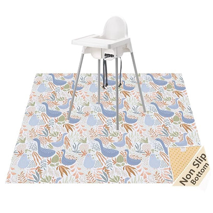 Splat Mat for Under High Chair/Arts/Crafts, Waterproof and Anti-Slip Splash Mat Floor Protector, Washable Highchair Floor Mat, 51 Inch Reusable Messy Mat and Baby Feeding Table Cloth