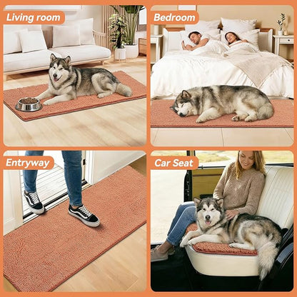 Bcoimo Super Absorbent Dog Door Mat, 60"*24" Anti Slip Mat for Muddy Paws, Pet Rugs for Dirty Paws Washable That Absorbs Moisture and Dirt, for Dog Cage and Pet Resting Carpet