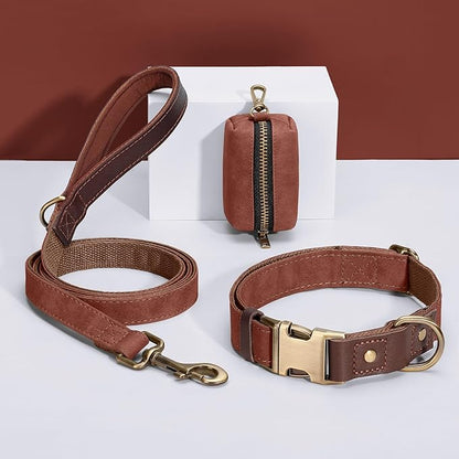 Didog Soft PU Leather Dog Collar for Large Dogs,Classic Adjustable Wide Dog Collars with Quick Release Metal Buckle,Easy Clean and Comfortable,Reddish Brown,XL Neck 20-27", Width 1.2"