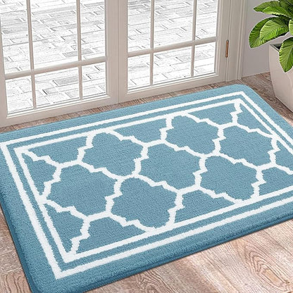 Buganda Indoor Door Mat, Dirt-Resistant and Absorbent Doormat, Anti-Slip, Low Profile Floor Mats for Inside Entryway, Front, and Back Door Entrance (36x24 Inches, Lake Blue)