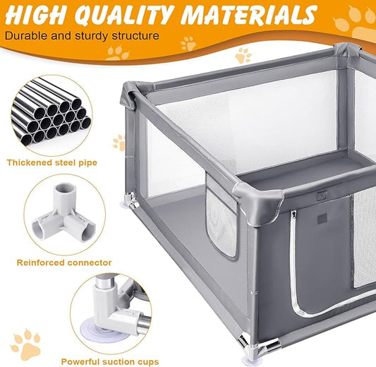 48x48x26 Inch Dog Playpen for Puppies and Small Dogs, Foldable Portable Indoor Pet Fence with Gate,Dog Play Enclosure