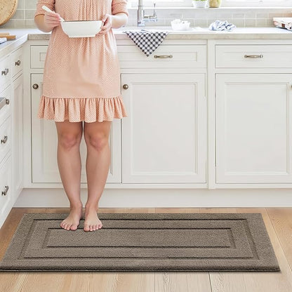 GRANNY SAYS Kitchen Mats for Floor Resist Dirt Kitchen Rugs Non Slip Washable, Long Rug Runner for Sink Laundry Thick Durable Polypropylene Comfort Standing, 47" x 20", Light Brown